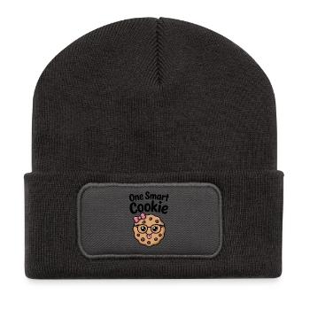 One Smart Cookie - Schlauer Keks mit Brille - Recycelte Patch Beanie - Dunkelgrau - Vorne