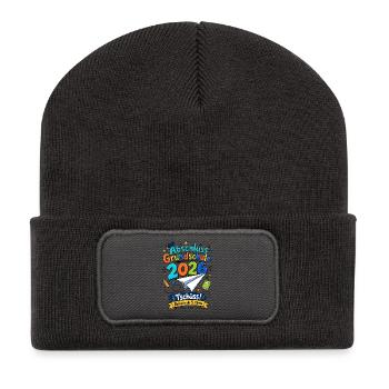 Grundschule Abschluss 2026 Abflug In Die 5 Klasse - Recycelte Patch Beanie - Dunkelgrau - Vorne