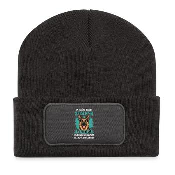 Persönlicher Stalker – Deutscher Schäferhund - Recycelte Patch Beanie - Dunkelgrau - Vorne