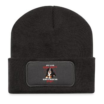 Mädchen liebt Berner Sennenhunde Berner Mama - Recycelte Patch Beanie - Dunkelgrau - Vorne