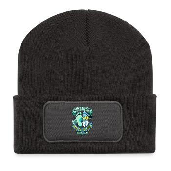 Grossesse Chargement On Est Deux Humour - Beanie recyclé à patch - charbon - Devant
