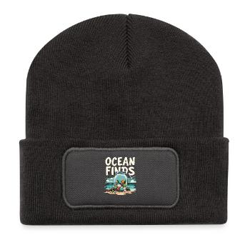 Ocean Finds Sonnenuntergang - Recycelte Patch Beanie - Dunkelgrau - Vorne