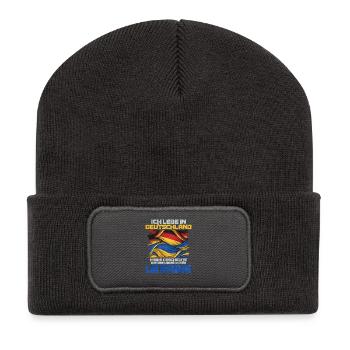 Deutschland liebt Ukraine Flagge - Recycelte Patch Beanie - Dunkelgrau - Vorne