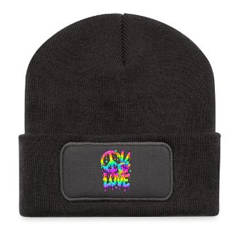 Rainbow Peace And Love Pride Festival - Recycled Patch Beanie - dark grey - Front