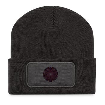 Roter Spiralkreis Optische Spirale - Recycelte Patch Beanie - Dunkelgrau - Vorne