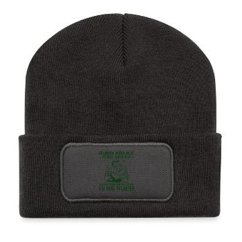 Pflanzen Nerven nicht Retro Gärtnerin - Recycelte Patch Beanie - Dunkelgrau - Vorne