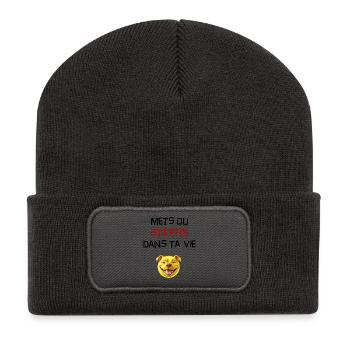 Mets du staffie dans ta vie - 111 - Beanie recyclé à patch - charbon - Devant