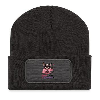 Zero Drama Frenchie Paix & Amour Frenchies - Beanie recyclé à patch - charbon - Devant