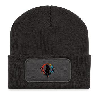 Silhouette de la roue chromatique dans Ink Splash - Beanie recyclé à patch - charbon - Devant