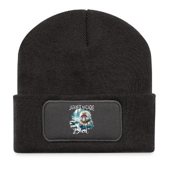Papa macac japonais - Beanie recyclé à patch - charbon - Devant
