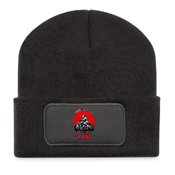 Real Men Biker - Recycelte Patch Beanie - Dunkelgrau - Vorne
