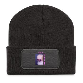 Stolze Fellnasen-Mama - Recycelte Patch Beanie - Dunkelgrau - Vorne