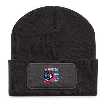 Gamer Gaming Cat Video Game - Recycelte Patch Beanie - Dunkelgrau - Vorne