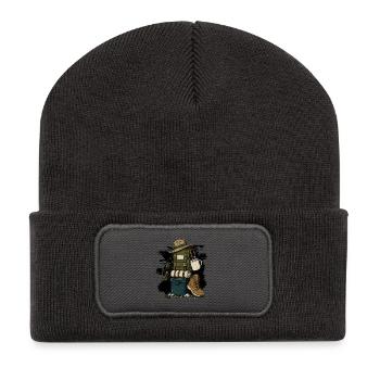 Wandern Motiv - Recycelte Patch Beanie - Dunkelgrau - Vorne