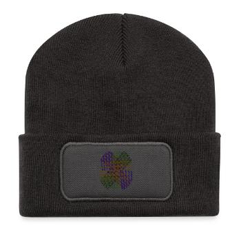 Kaleidoscopic circular pressure - Recycled Patch Beanie - dark grey - Front