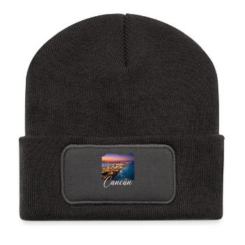 Cancún Sonnenuntergang Küstenlinie - Recycelte Patch Beanie - Dunkelgrau - Vorne