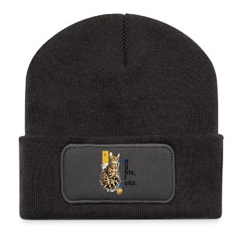 If I fit in, I sit in it – Bengal in a vase - Recycled Patch Beanie - dark grey - Front
