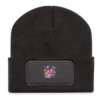 Origami Wings Floral Splendour - Recycled Patch Beanie - dark grey - Front