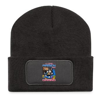 Gamer Gaming Cat Ramen Video Game - Recycled Patch Beanie - dark grey - Front