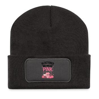Oktober Krebsunterstützungskürbis - Recycelte Patch Beanie - Dunkelgrau - Vorne