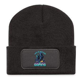 Jeu de Skeleton Gaming Halloween - Beanie recyclé à patch - charbon - Devant