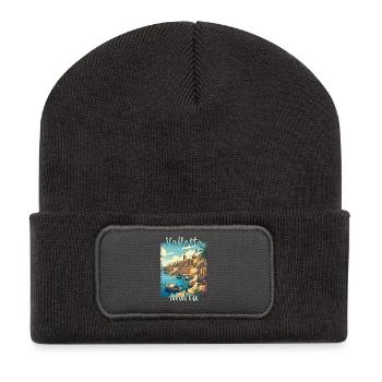 Valletta Malta Vintage Reise Design - Recycelte Patch Beanie - Dunkelgrau - Vorne