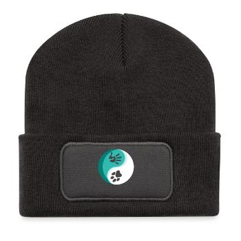Qigong Qi Gong Tai Chi Chigong Hund - Recycelte Patch Beanie - Dunkelgrau - Vorne