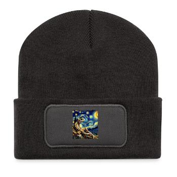 Leopardgecko Starry Night - Recycelte Patch Beanie - Dunkelgrau - Vorne