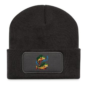 Barsch Angeln - Recycelte Patch Beanie - Dunkelgrau - Vorne