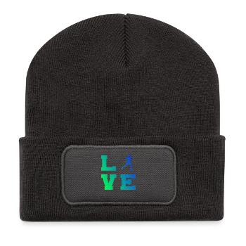 Geschenkidee für einen Running mit Running - Recycelte Patch Beanie - Dunkelgrau - Vorne