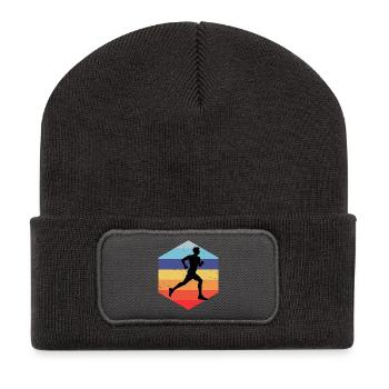 Geschenkidee für einen Running mit Running - Recycelte Patch Beanie - Dunkelgrau - Vorne