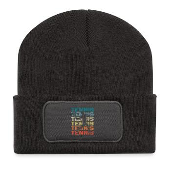 Retro Tennisspieler Spielt Vorhand - Recycelte Patch Beanie - Dunkelgrau - Vorne