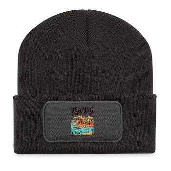 City Retro Reading Berkshire England Skyline - Recycelte Patch Beanie - Dunkelgrau - Vorne