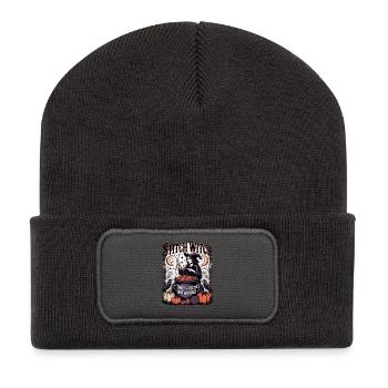 Knitting Lover – Yarn & Stricken Design - Recycelte Patch Beanie - Dunkelgrau - Vorne
