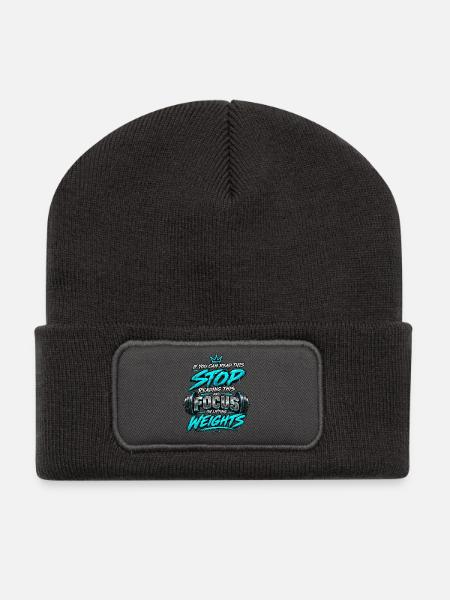 Stop Lesen, Fokus Auf Gewichte - Recycelte Patch Beanie - Dunkelgrau