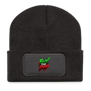 Burn the Dip – Krypto Graffiti - Recycelte Patch Beanie - Dunkelgrau - Vorne