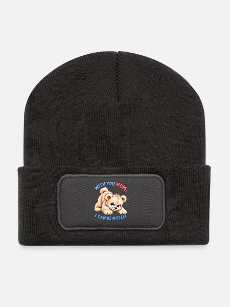 Cheeky Bear – Ich kann ich selbst sein - Recycelte Patch Beanie - Dunkelgrau