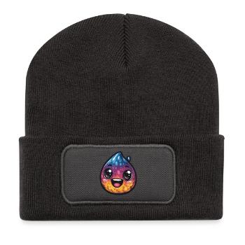 Bunter Wassertropfen - Recycelte Patch Beanie - Dunkelgrau - Vorne