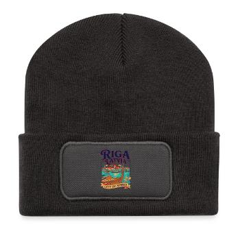 Vintage Riga Latvia City Of Spires - Recycelte Patch Beanie - Dunkelgrau - Vorne