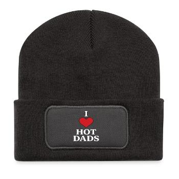 Ich liebe heiße Väter - Recycelte Patch Beanie - Dunkelgrau - Vorne
