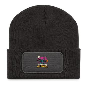 Offen Weit Dann Volle Gas - Recycelte Patch Beanie - Dunkelgrau - Vorne