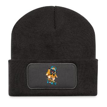 Mops Hund süßer Mops niedlicher Mops - Recycelte Patch Beanie - Dunkelgrau - Vorne