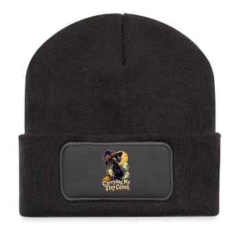 Carrying My Tiny Coven Halloween Schwanger - Recycelte Patch Beanie - Dunkelgrau - Vorne