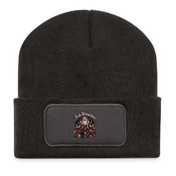 Heavy Metal Santa Totenschädeln - Recycelte Patch Beanie - Dunkelgrau - Vorne