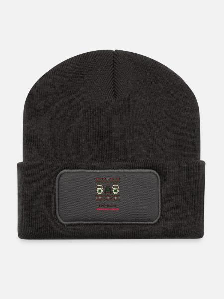 Fröhliche Wiederholungen Kettlebell - Recycelte Patch Beanie - Dunkelgrau