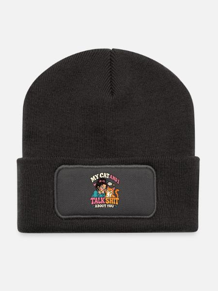 Katze Spruch Katzenliebhaber Idee - Recycelte Patch Beanie - Dunkelgrau