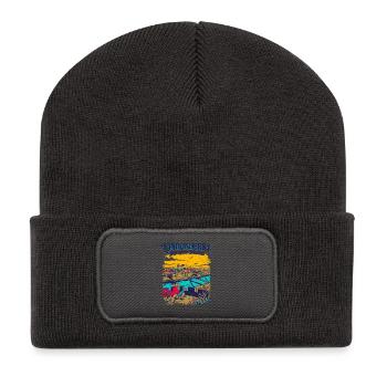 Vintage Londonderry Northern Ireland Cityscape - Recycelte Patch Beanie - Dunkelgrau - Vorne