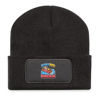 Ich bin in Rente, ich muss gar nix - Faultier - Recycelte Patch Beanie - Dunkelgrau - Vorne