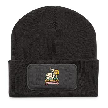 Ich antworte in 3 bis 5 Werktagen - Recycelte Patch Beanie - Dunkelgrau - Vorne