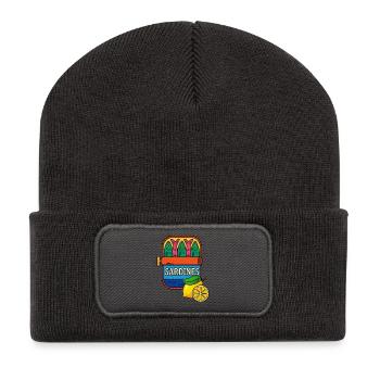 Zitronensardinen Vintage-Pop-Palette - Recycelte Patch Beanie - Dunkelgrau - Vorne